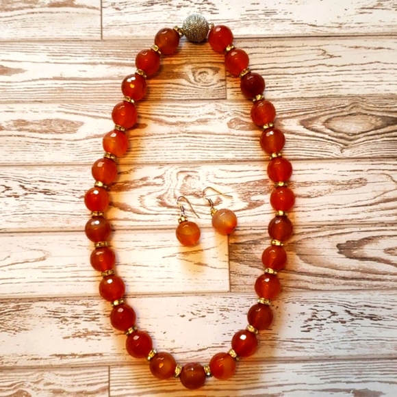 Unknown Jewelry - Bead and Rhinestone Necklace and Earring Set